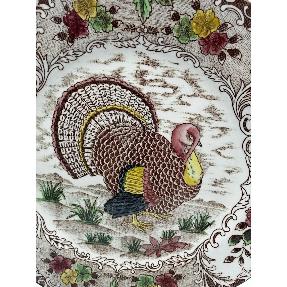 Vintage Bacharach Japan hand painted turkey plate 10.5